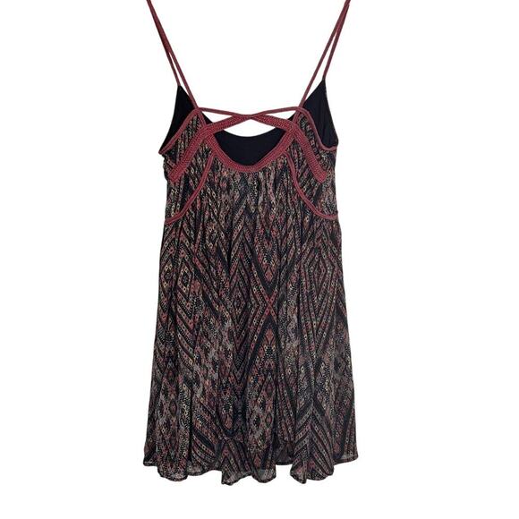 Free People Periscopes in The Sky Mini Babydoll Boho Dress | Red Black | SZ S - Picture 6 of 10